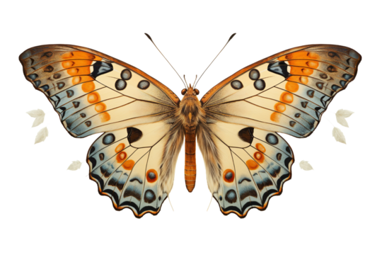 Delicate Butterfly in Resting Pose Isolated on White Cut-Out