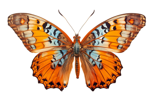 Delicate Butterfly in Resting Pose Isolated on White Cut-Out