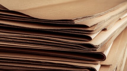 Cardboard sheets stacked neatly in a close-up view showcasing texture and layering for commercial or industrial use background.