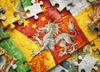 Naklejka premium Bhutan Flag & Euro Puzzle: Surreal Finance Concept Stock Photo