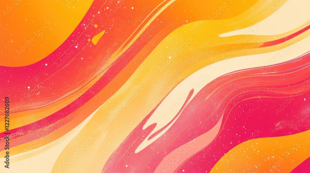 Aufkleber vibrant retro abstract marble background in orange pink and red with flowing patterns and sparkling 