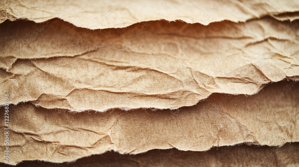 Poster close up of crinkled paper layers highlighting textures perfect for creative projects and editorial 