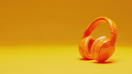 Vibrant Orange Safety Headphones Displayed on a Bright Yellow Background for Eye-Catching Visual Appeal