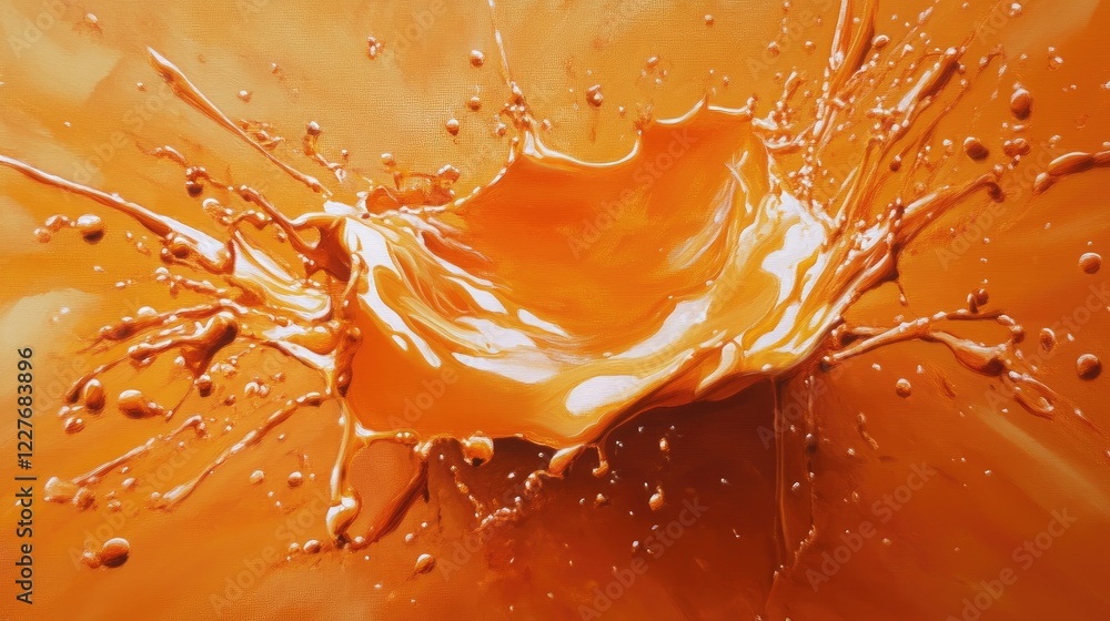 Aufkleber vibrant orange paint splash creating dynamic patterns on canvas showcasing artistic creativity and v