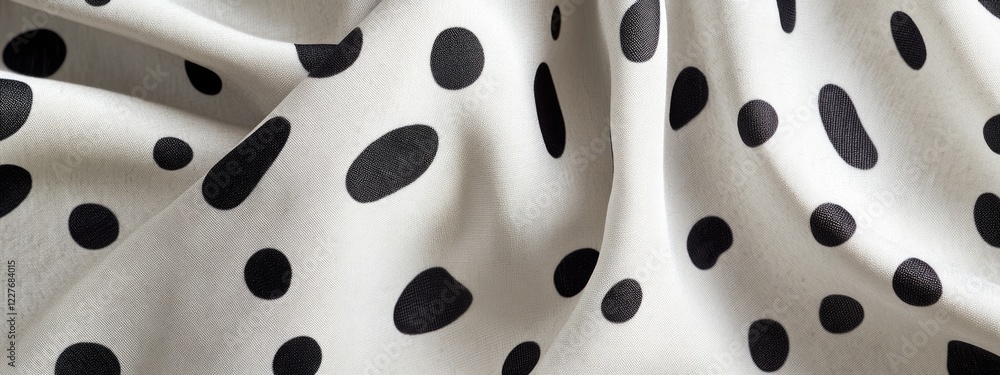 Poster textured fabric featuring a black and white spotted print suitable for branding presentations with a