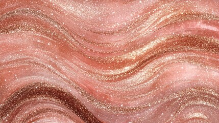 Obraz premium Rose gold glitter texture background with sparkling waves creating an elegant abstract design ideal for festive and holiday-themed projects.
