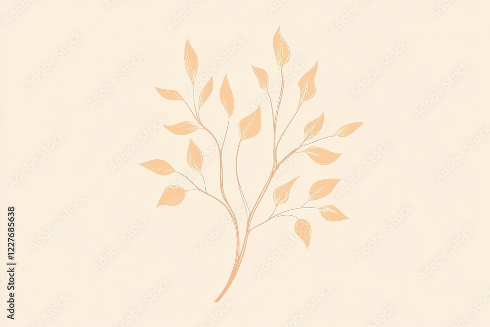 Aufkleber tree icon featuring delicate branches and leaves against a neutral backdrop, perfect for nature them