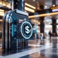 Digital Currency Transaction Future Urban Subway Station 3D Visualization High-Tech Environment Dynamic Viewpoint