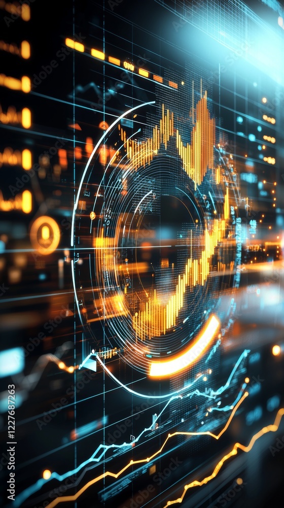 Poster futuristic data visualization trends digital landscape infographic tech environment abstract viewpoi