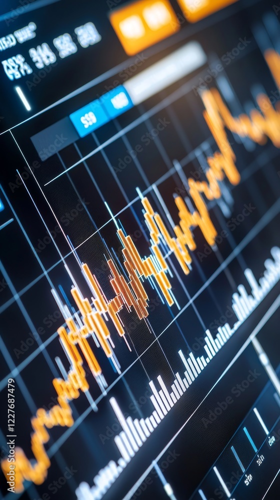 Poster stock market data chart analysis digital trading environment analytics viewpoint financial trends ov