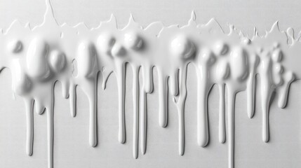Textured white paint drips and organic blobs creating an abstract background perfect for design and artistic projects.