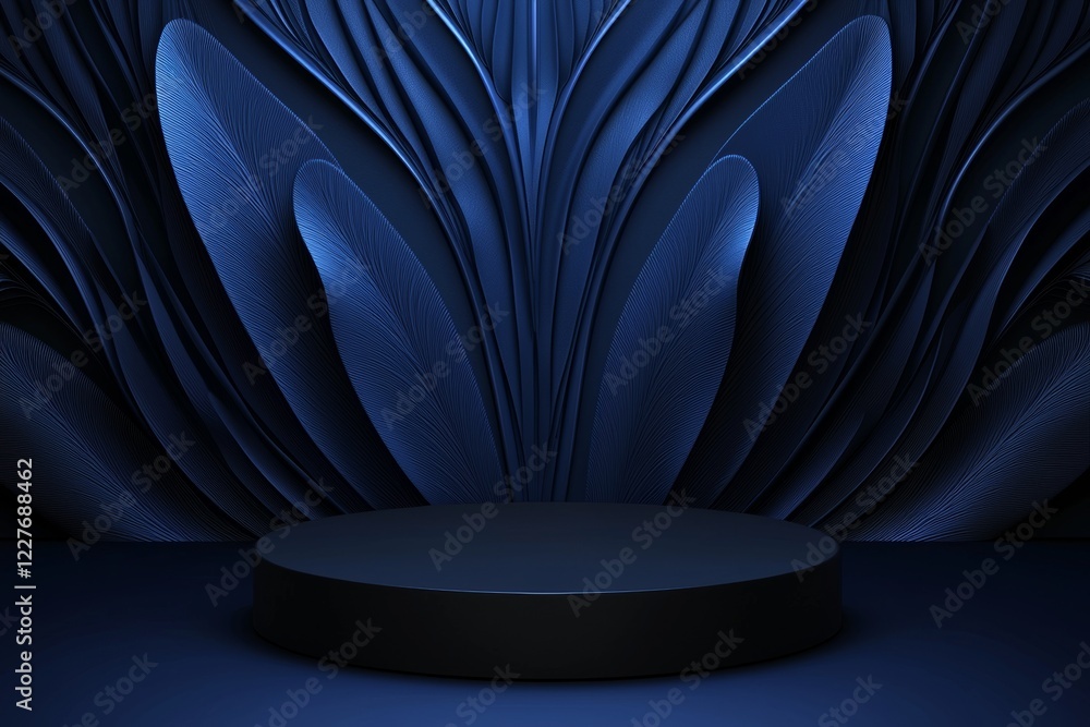 Poster a studio setup featuring an empty blue background and a spotlight for showcasing or designing. the b