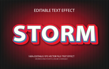 Storm editable text effect, 3D editable text template.	