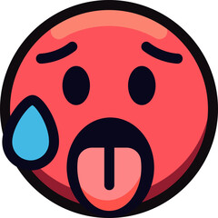 Red face emoji with sweat, tongue out, depicting nervousness or anxiety.