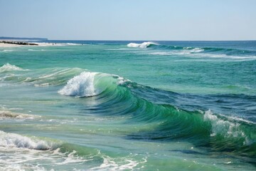 Fototapeta premium Green and Blue Water Movement in the Ocean, color gradations, calm sea, ocean movement, blue ocean, abstract blues