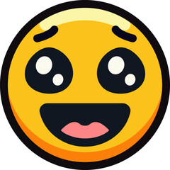 A cute emoji with wide eyes and a happy expression.