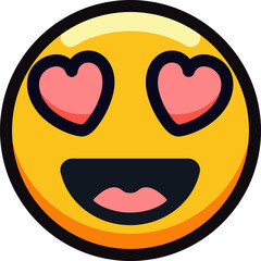 Fototapeta premium Heart-eyed emoji expressing love and adoration with a joyful smile.