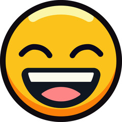 Obraz premium Laughing emoji with a wide open smile and closed eyes.