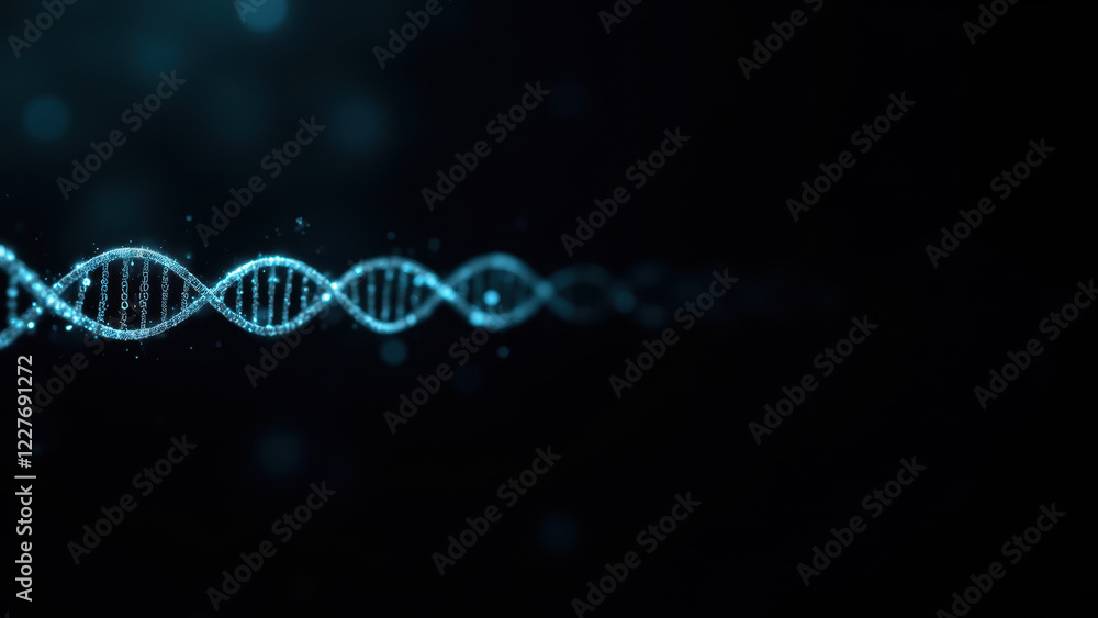 Poster digital dna sequence with abstract light background.