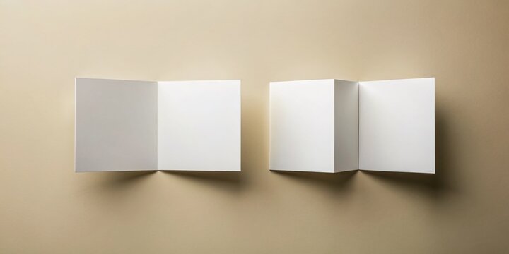 Blank Folded Card, 4-Page Quadrat Leaflet, Vertical, Mockup, Print Template