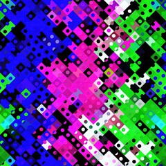 Ditzy pixel abstract rainbow seamless pattern backdrop. Modern playful variegated repeating graphic design for kids, textile and home decor wallpaper. 