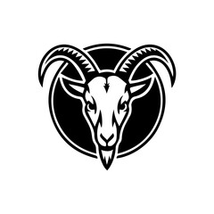 Goat head logo black and white vector end station and brand design