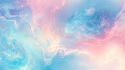 Obraz premium Surreal pastel abstract sky with soft focus clouds in dreamy shades of blue, pink, and white creating a tranquil nature background.