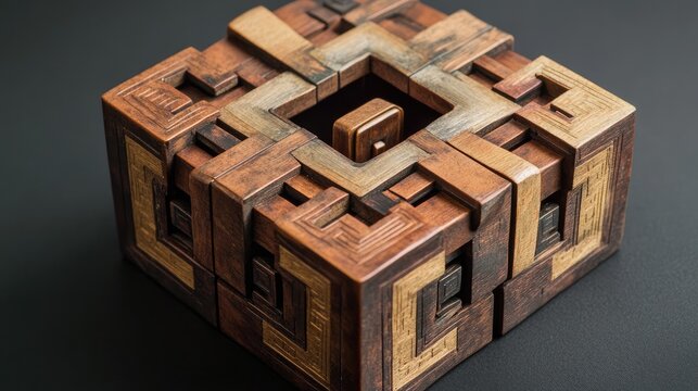 Intricate Kong Ming Lock Puzzle Toy with Natural Wood Finish Revealing Timeless Craftsmanship and Challenging Design
