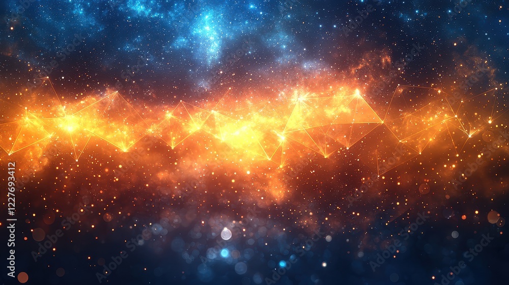 Poster abstract cosmic background with vibrant colors and geometric patterns.