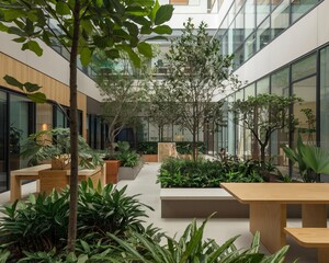 A photo of an eco friendly biophilic indoor space Verdant Biophilic Lounge