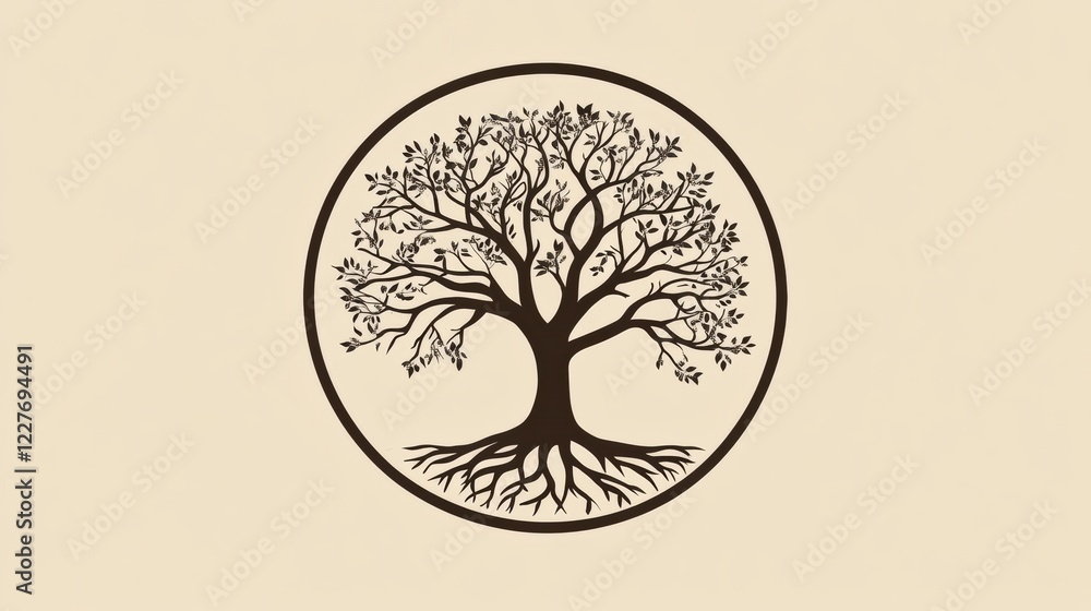 Poster symbolic representation of the tree of life with intricate branches and roots revealing interconnect
