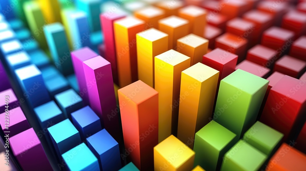 Poster vibrant 3d data visualization representing business analysis and critical thinking concepts