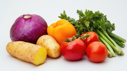 Fresh Organic Vegetables with Potatoes and Herbs Promoting a Healthy Eating Lifestyle and Nutrition Choices