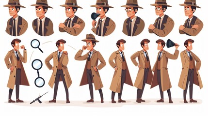 Professional Detective Character Animation in Cartoon Style for Investigation Concepts