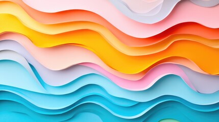Obraz premium Colorful Layered Paper Waves Abstract Background for Creative Projects and Documentation Tools