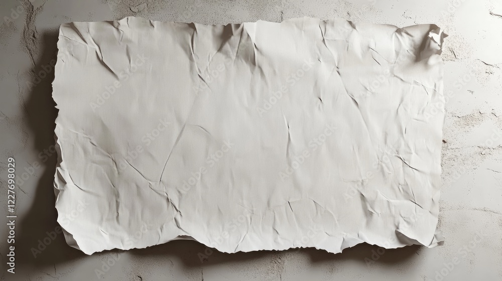 Poster wrinkled texture of crumpled white paper on a light background for backgrounds and textures in desig