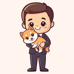 Man Holding A Dog vector illustration 