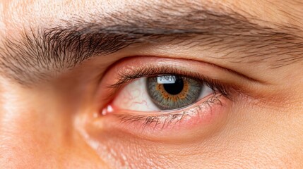 Obraz premium Close-Up of a Human Eye with Unique Iris Patterns