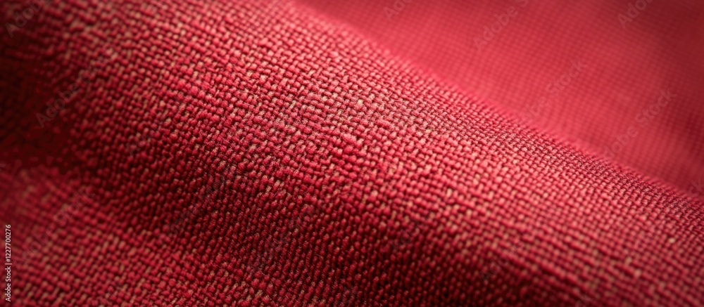 Poster textured red fabric with overlapping layers illuminated by studio lighting featuring ample negative 