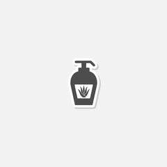Hand cream or soap with aloe vera icon sticker isolated on gray background