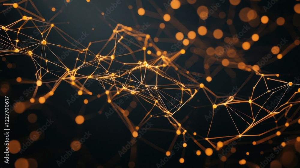 Aufkleber a mesmerizing digital network of glowing lines and nodes, set against a dark background, creating a 