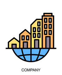 Color filled black line product presentation icon