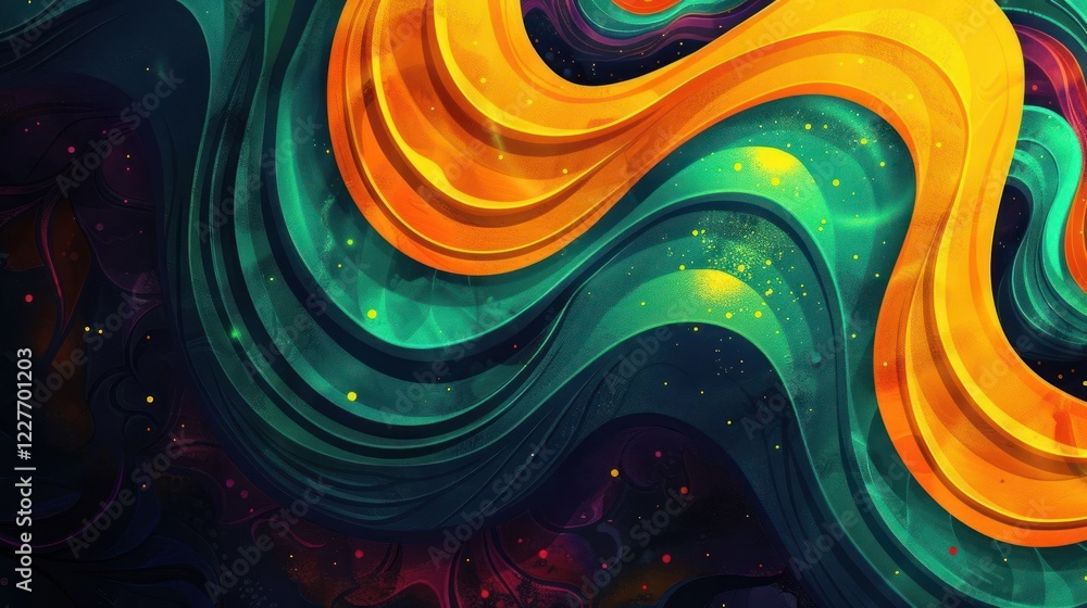 Poster Vibrant abstract waves of color flowing seamlessly in a dynamic, artistic composition