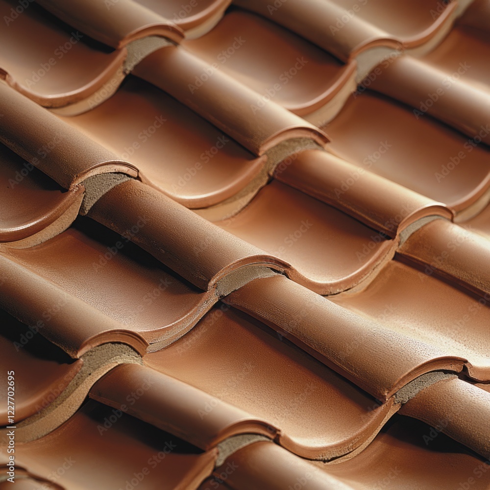 Poster clay roof tiles in detailed close-up showcasing roofing material for home renovation projects with s