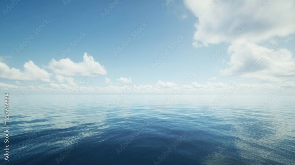 Aufkleber Tranquil ocean view with a vast blue sky and soft clouds creating an expansive serene background for text or graphics.