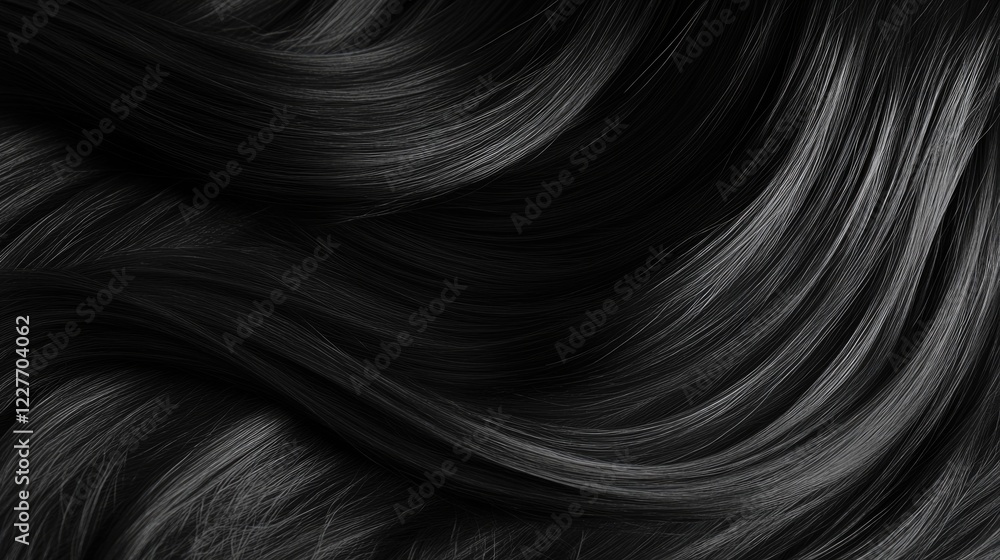 Poster silky smooth black hair texture background for realistic visuals and design applications