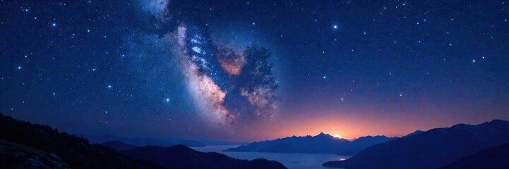 Fototapeta premium Nighttime starry sky with bright constellations, night sky, galaxy, constellations