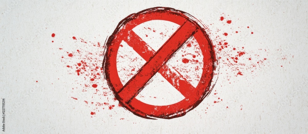 Poster red ink grunge no disturb sign with empty space for custom text on white recycled paper background