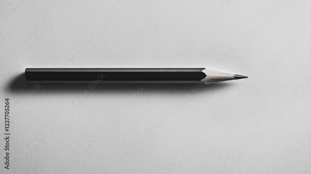 Aufkleber minimalistic black pencil lying on clean notepad surface ready for creative writing and artistic exp