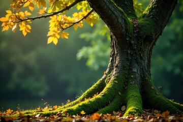Moss and lichen covered tree, firs, lichen, forest